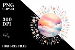 Colorful Pastel Sun Watercolor | Clipart Product Image 3