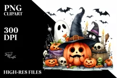 Funny Halloween Scene, High-Res PNG Product Image 1