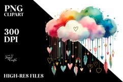 Colorful Cloud with Hanging Hearts PNG Product Image 2