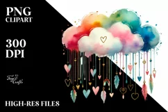Colorful Cloud with Hanging Hearts PNG Product Image 2