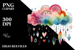 Colorful Cloud with Hanging Hearts PNG Product Image 2