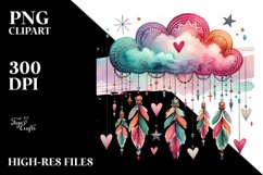 Colorful Cloud with Hanging Hearts PNG Product Image 2