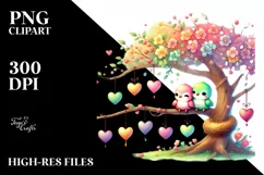 colorful Watercolor Hearts PNG Product Image 2