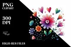 Cute Flower with Hanging Hearts PNG Product Image 2