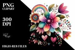 Cute Flower with Hanging Hearts PNG Product Image 2