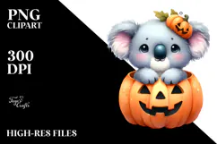 Cute Baby Koala Popping Out from Halloween Pumpkin Product Image 2