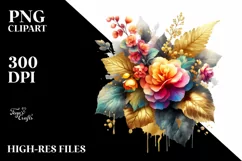 Watercolor Abstract Vibrant Bouquet with Begonia | Product Image 3