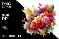 Vibrant Abstract Bouquet with Gold Foil | Sublimation Product Image 1