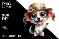 Watercolor Dog with Hat | Clipart Product Image 2