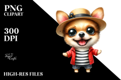 Watercolor Dog with Hat | Clipart Product Image 2