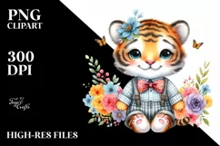 Smiling Baby Tiger with Whimsical Flowers | Sublimation | Product Image 1