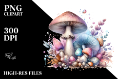 Detailed Pastel Shiny Mushroom Watercolor PNG Product Image 2