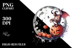 Demon on Moon Halloween Clipart Product Image 2