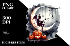 Demon on Moon Halloween Clipart PNG Product Image 2