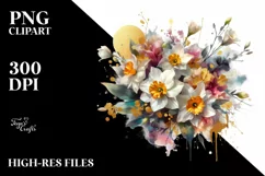 Vibrant Abstract Bouquet with Gold Foil | Sublimation Product Image 1