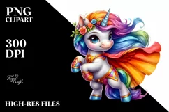 Colorful Unicorn Hero PNG Product Image 1