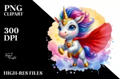 Colorful Baby Unicorn Hero PNG Product Image 1
