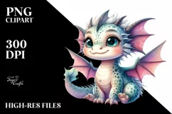 Cute Smiling Baby Dragon PNG Product Image 3