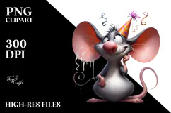 Goofy Mouse with Large Udder and Party Hat PNG Product Image 2