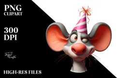 Goofy Mouse with Party Hat, Transparent PNG Product Image 2