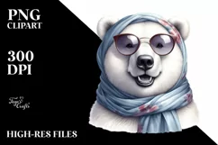 Detailed Whimsical Polar Bear Portrait | Sublimation Clipart Product Image 3