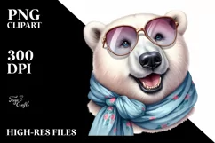 Detailed Whimsical Polar Bear Portrait | Sublimation Clipart Product Image 3