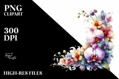 Colorful Floral Frame with Orchid PNG Product Image 1