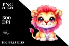 Colorful Baby Lion Smiling | Sublimation | Clipart Product Image 1