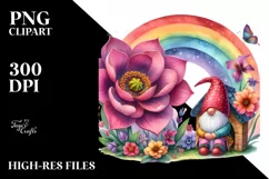 Illustration of Gnome House with Large Flower and Colorful Product Image 1