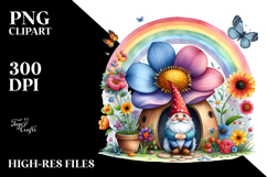 Illustration of Gnome House with Large Flower and Colorful Product Image 2