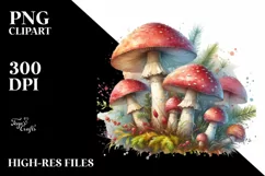 Detailed Mushroom Watercolor Splash PNG Product Image 3