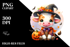 Cute Baby Cow Dressed for Halloween PNG Product Image 2