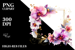 Watercolor Abstract Vibrant Horizontal Frame with Orchid Product Image 2