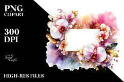Watercolor Abstract Vibrant Horizontal Frame with Orchid Product Image 2