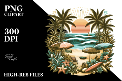 Vintage Tropical Beach, Transparent PNG Product Image 2
