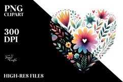 Colorful Flower with Hanging Heart PNG Product Image 2