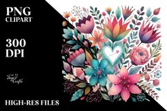 Colorful Flower with Hanging Heart PNG Product Image 2