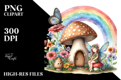 Illustration of Fairy House with Large Mushroom and Colorful Product Image 2