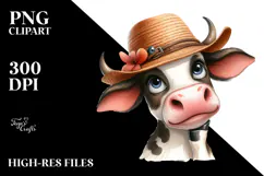 Cow Portrait Hat Big Eyes | Clipart Product Image 2