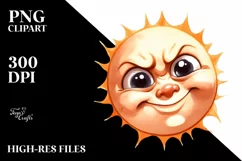 Simple Funny Sun with Big Eyes PNG Product Image 1