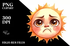 Simple Funny Sun with Big Eyes PNG Product Image 1