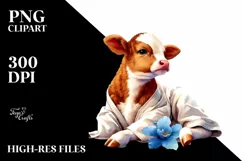 Baby Cow with Dojo Background PNG Product Image 1
