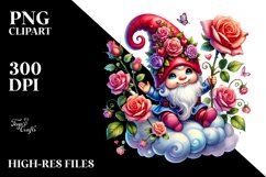 Detailed Gnome with Roses on Cloud PNG Product Image 2