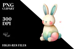 Pastel Bunny Made of Wood PNG Product Image 2