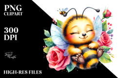 Watercolor Vibrant Baby Bee | Sublimation Clipart Product Image 2