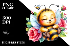Watercolor Vibrant Baby Bee | Sublimation Clipart Product Image 2
