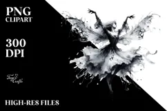 Washed Watercolor Gothic Dancing Fairy PNG Product Image 2