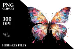 Butterfly Silhouette Flower Painting, PNG Product Image 2
