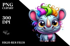 Colorful Baby Rhino Cartoon Clipart Product Image 1