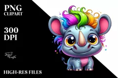 Colorful Baby Rhino Cartoon Clipart Product Image 1